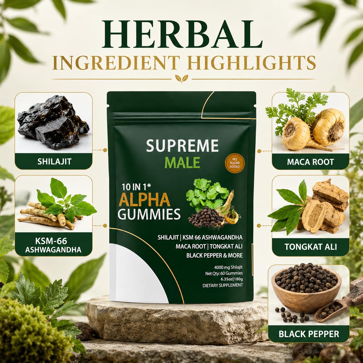 SUPREME MALE gomita en la mano para fácil consumo y práctica