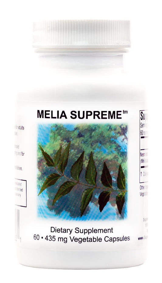Supreme Nutrition Melia Supreme frontal mostrando el frasco y etiqueta clara