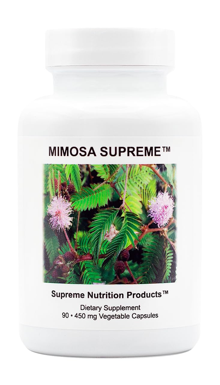 Supreme Nutrition frasco frontal de Mimosa Supreme, envase claro y confiable