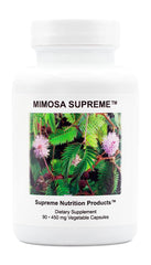 Supreme Nutrition frasco frontal de Mimosa Supreme, envase claro y confiable