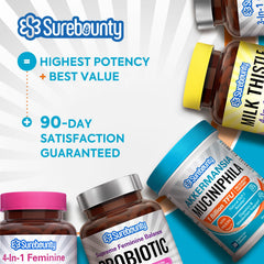 Surebounty packaging sobre mesa resaltando suministro mensual