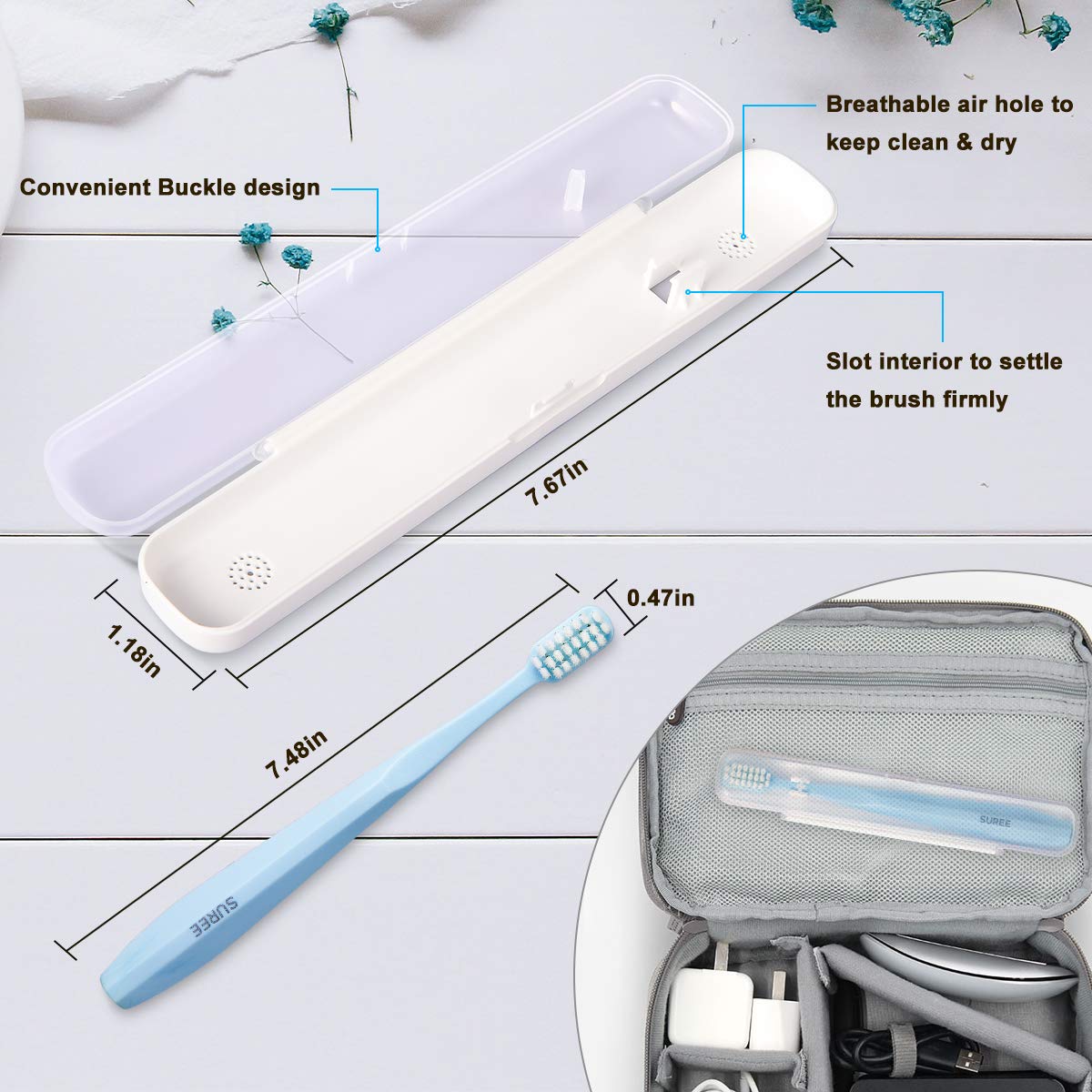 SUREE cabezal ancho cubriendo más superficie dental para eficiencia