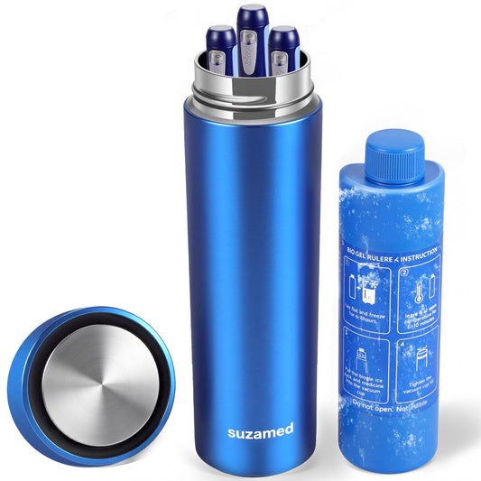 suzamed estuche frontal azul mostrando diseño compacto y protección térmica