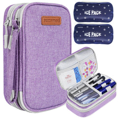 suzamed estuche frontal morado mostrando tamaño compacto y cierre seguro