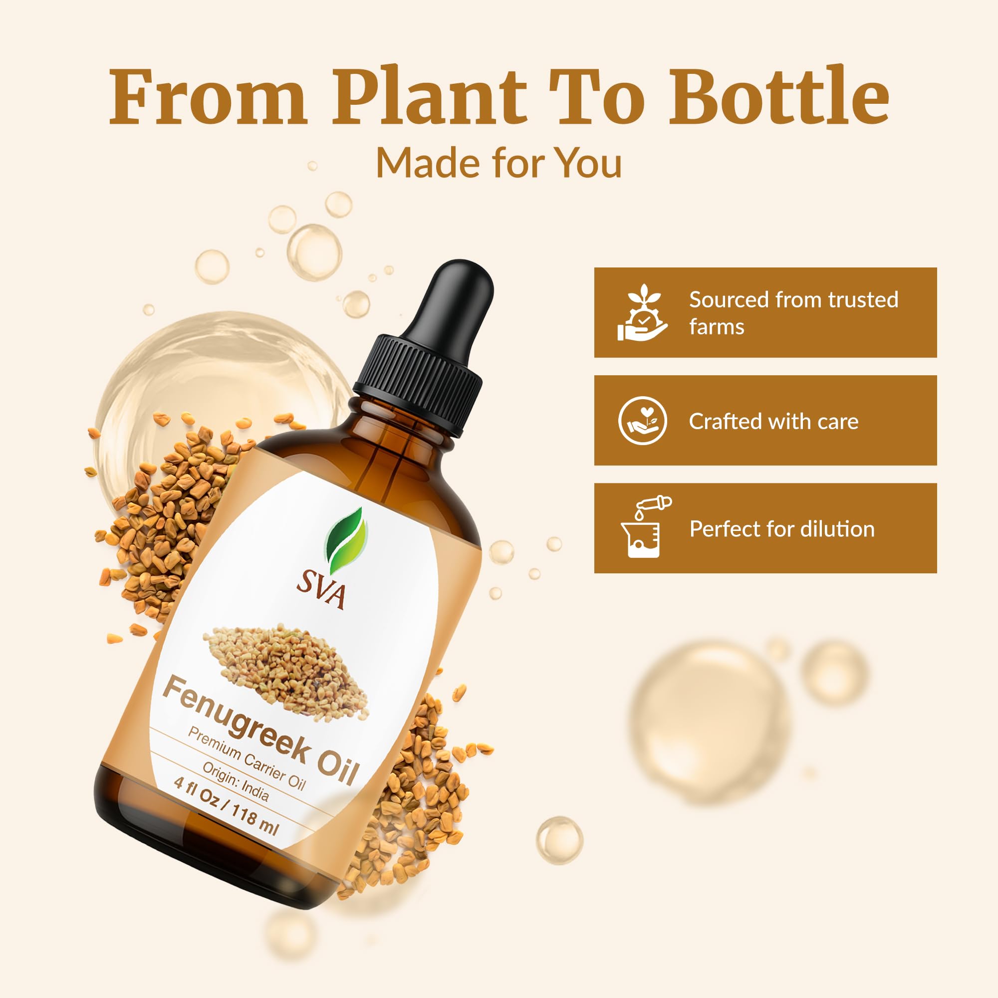 SVA ORGANICS aceite en mano listo para mezclar, facilita aplicaciones
