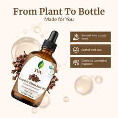 SVA ORGANICS etiqueta orgánica en primer plano indicando pureza y origen