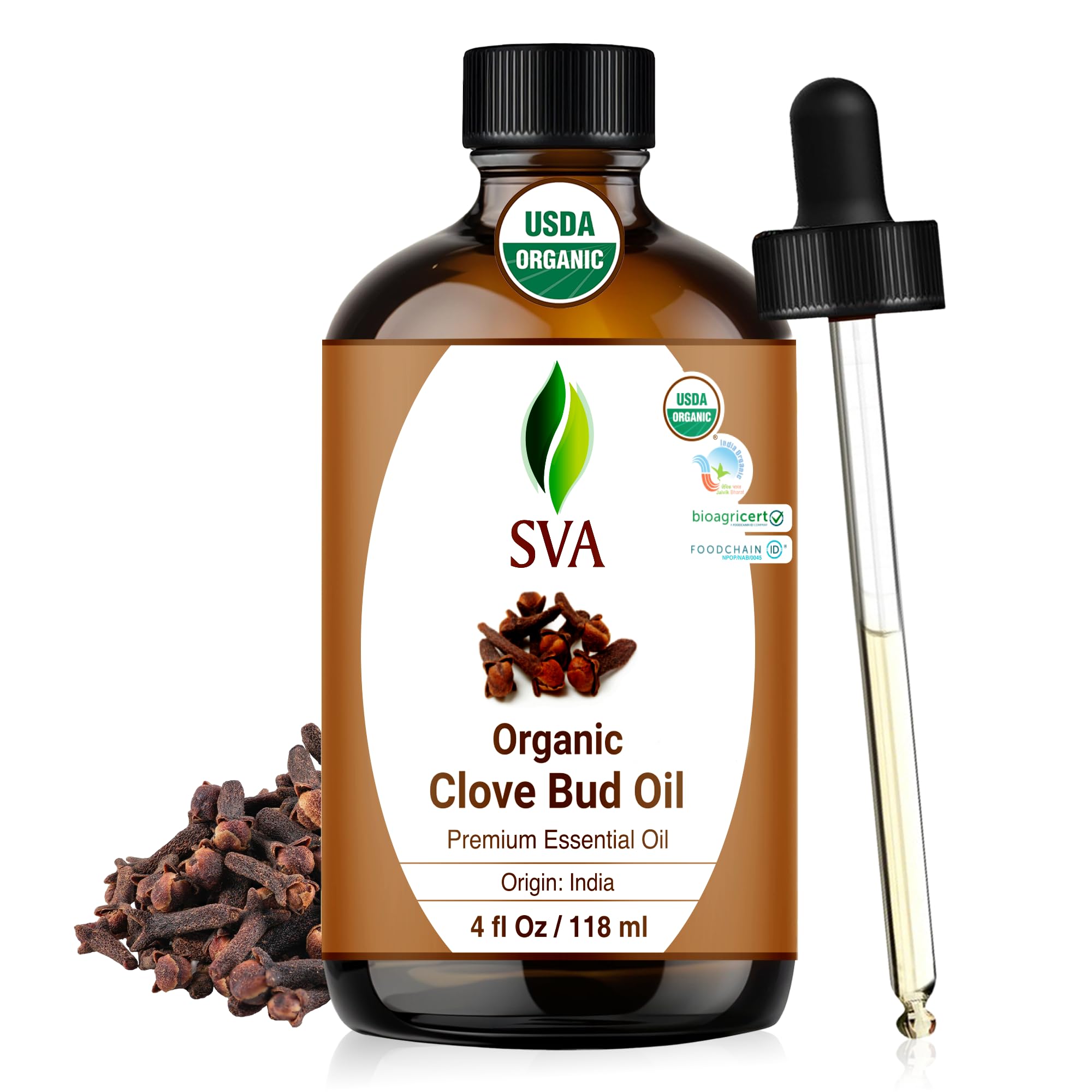 SVA ORGANICS botella frontal 118 ml mostrando el envase y gotero para uso dosificado