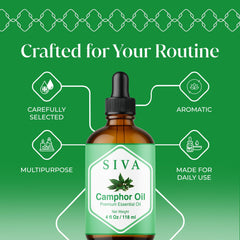 SVA ORGANICS gotero de Siva Camphor vertiendo gotas con control y precisión