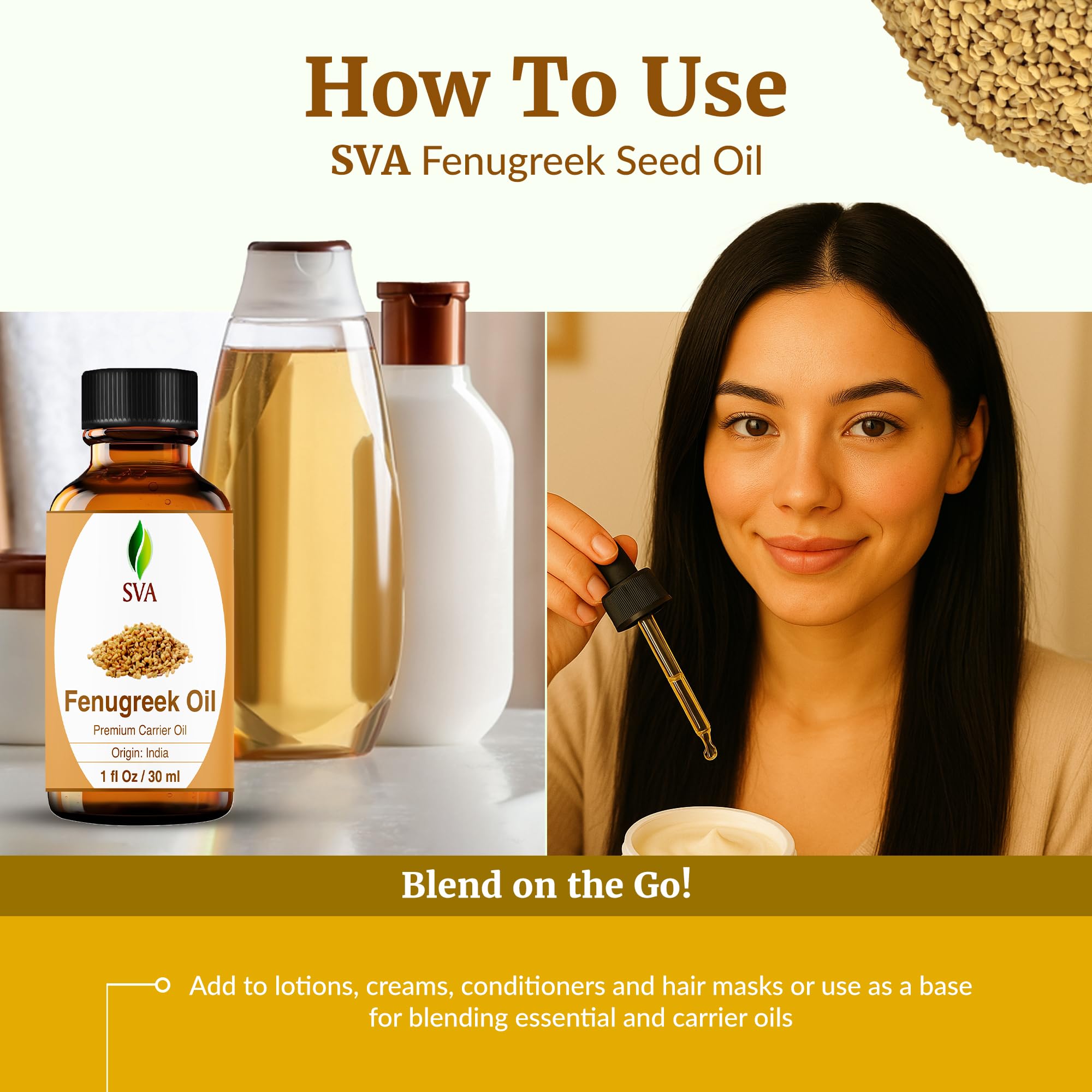 SVA ORGANICS aceite de fenogreco añadido a una mascarilla capilar casera