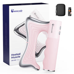 swancode dispositivo frontal rosa mostrando diseño ergonómico y portátil para alivio muscular