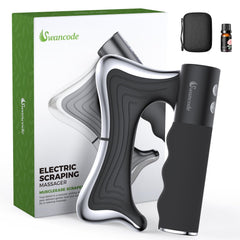 swancode vista frontal del masajeador portátil con control LED y acabado ergonómico