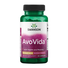 Swanson AvoVida frasco delantero mostrando 60 cápsulas y marca, apoyo orgánico
