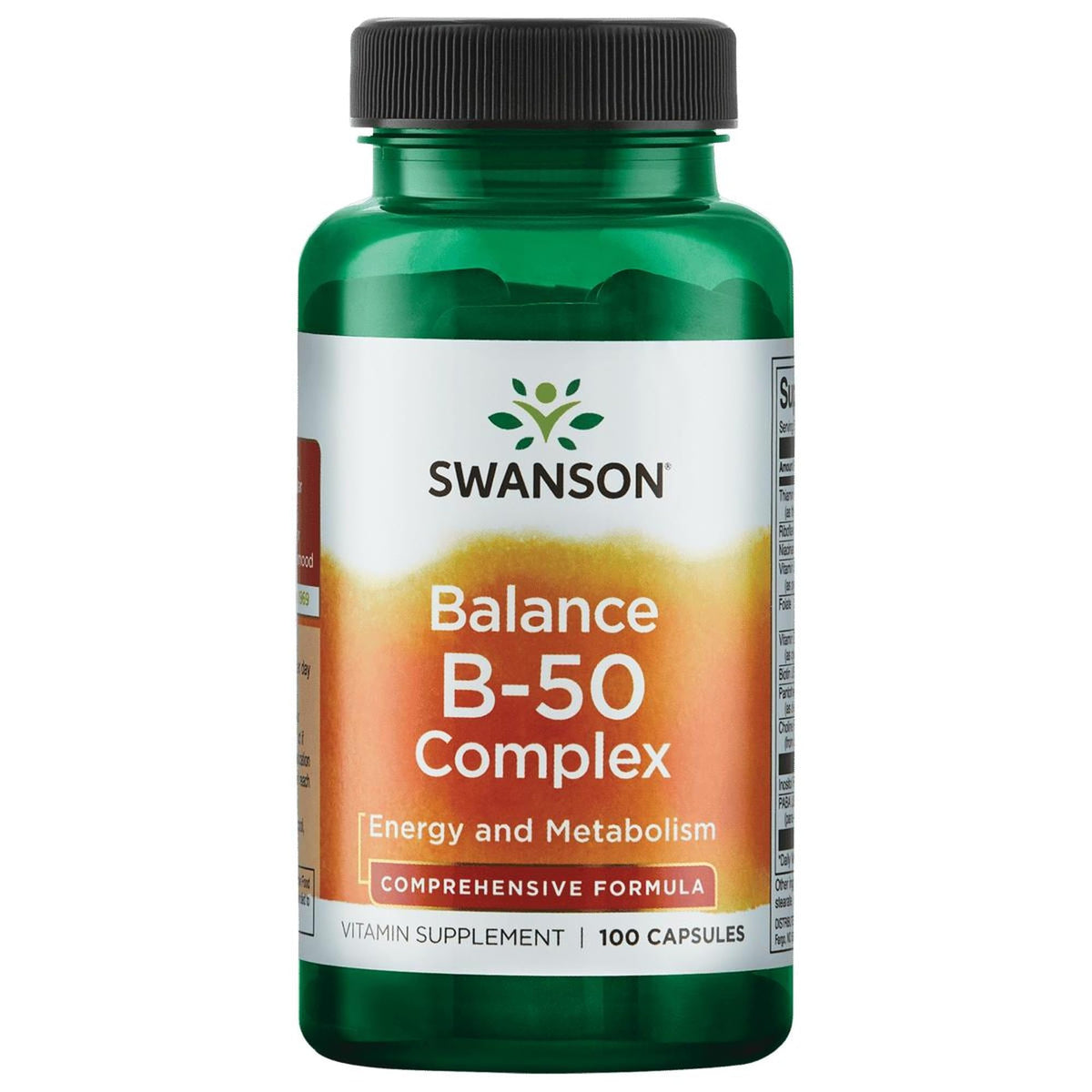 Swanson B-50 Complex, botella-energía, posible apoyo a la vitalidad diaria.