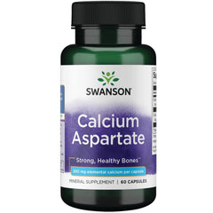 Swanson Calcium Aspartate en botella: cápsulas fáciles de tragar para soporte óseo y muscular