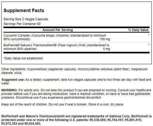 Swanson Curcumina Complejo, etiqueta del frasco, protección antioxidante potencial.