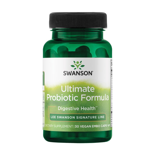 Swanson fórmula probiótica en bote para salud digestiva y equilibrio intestinal.
