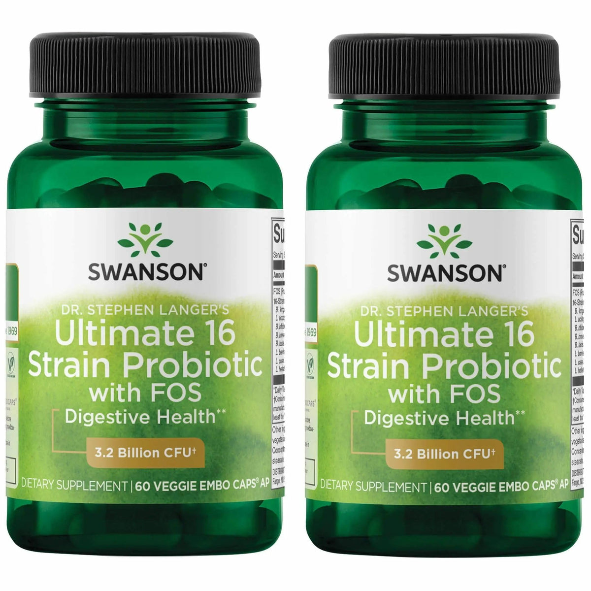 Swanson frasco frontal mostrando 16 cepas y beneficio de diversidad