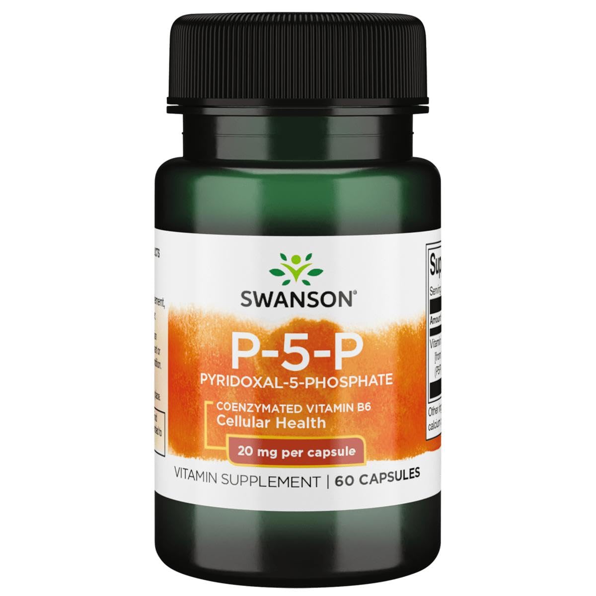 Swanson frasco frontal P-5-P mostrando el diseño y beneficio de forma activa