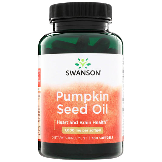 Swanson frasco frontal con 100 softgels, presentación clara y fácil de almacenar