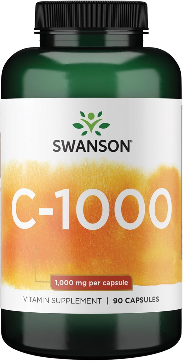 Envase Swanson Vitamina C con Rose Hips mostrando diseño y cantidad, beneficio: aporte concentrado