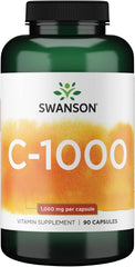 Envase Swanson Vitamina C con Rose Hips mostrando diseño y cantidad, beneficio: aporte concentrado
