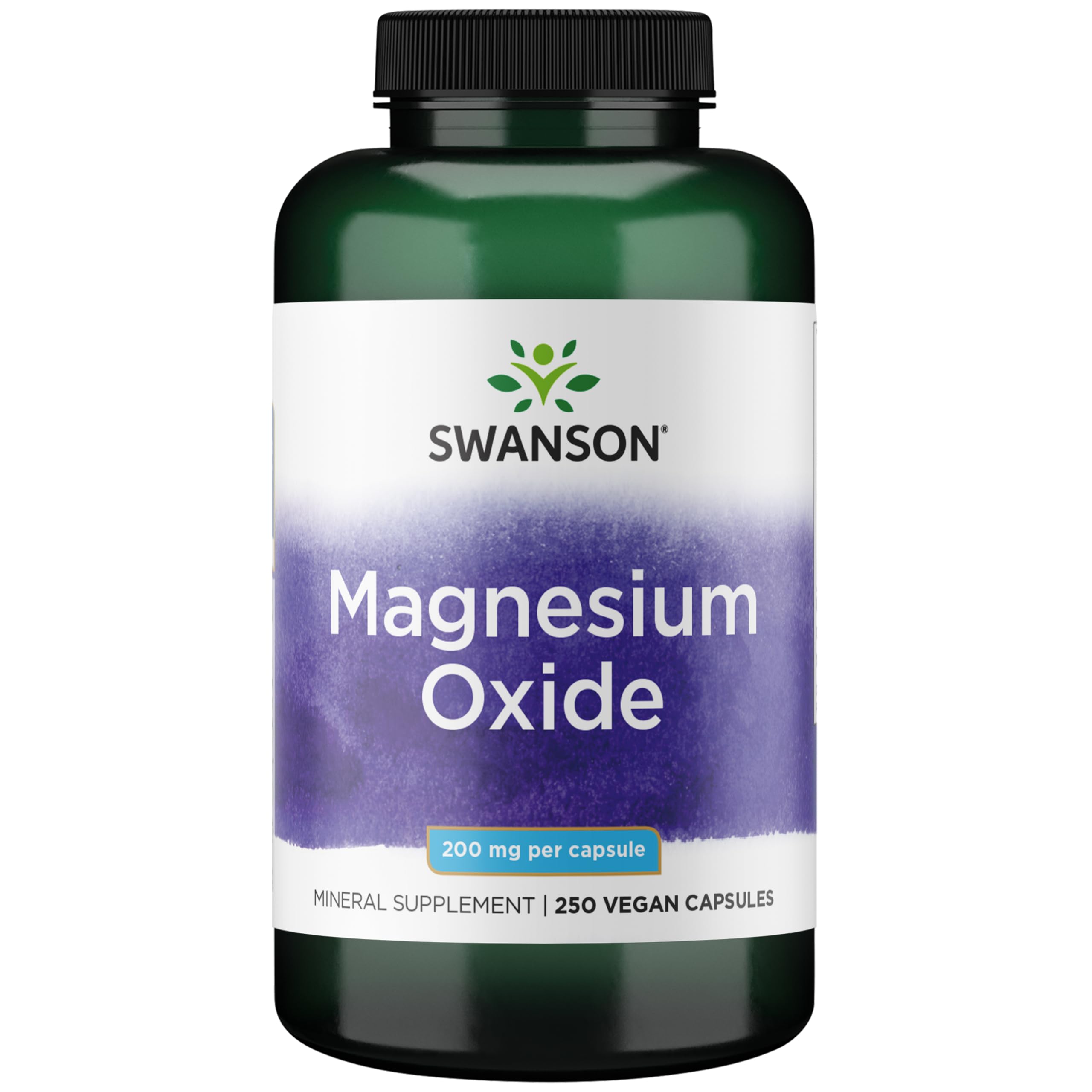 Swanson envase frontal de Magnesium 200 mg, presentación clara y confianza