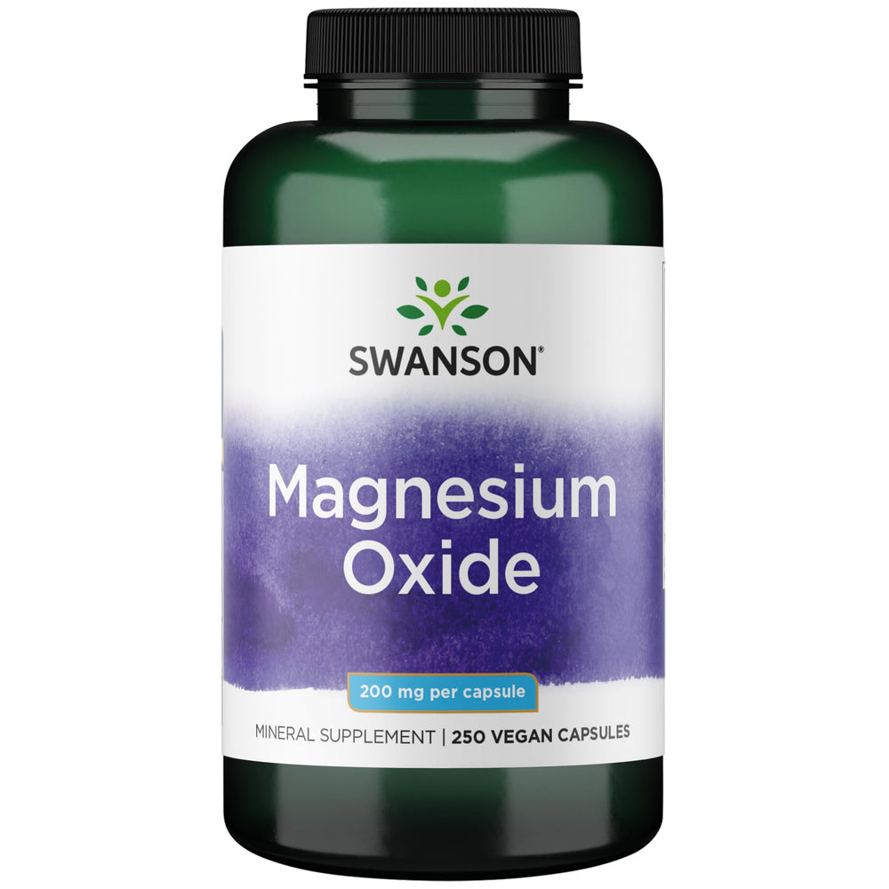 Swanson envase frontal de Magnesium 200 mg, presentación clara y confianza