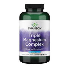 Swanson envase frontal del Triple Magnesium Complex mostrando la marca y cantidad