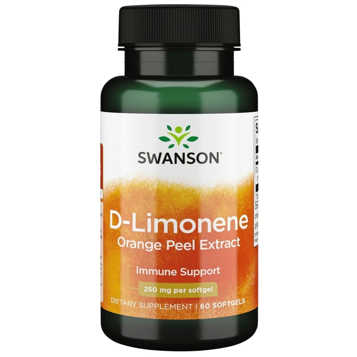 Swanson botella frontal D-Limonene mostrando envase claro y beneficios