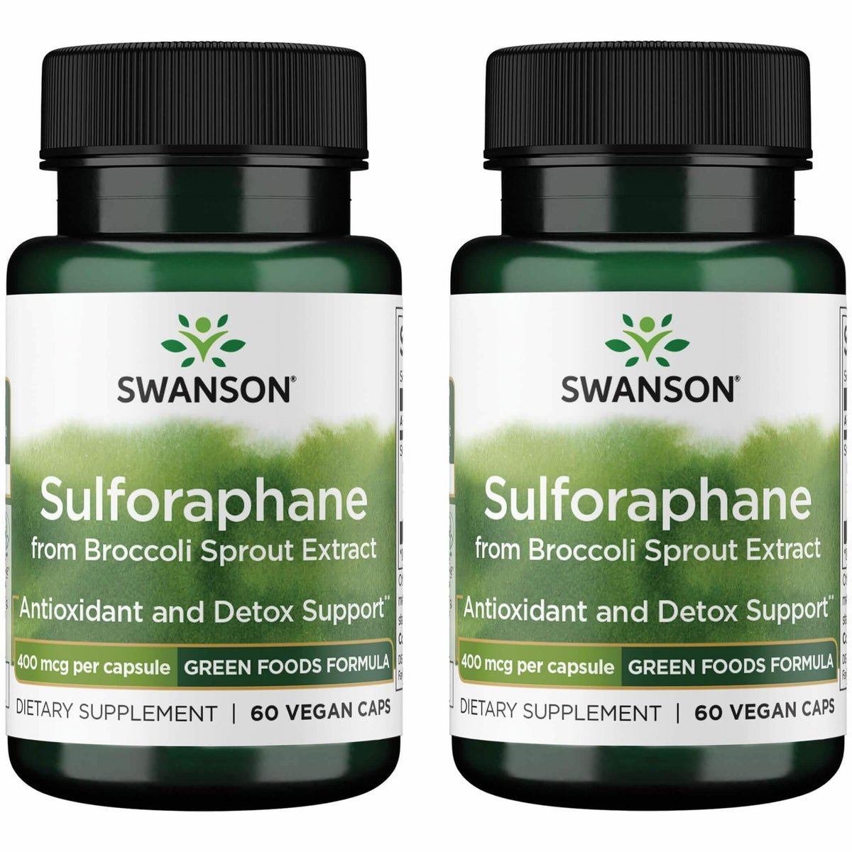 Swanson paquete doble frontal mostrando frascos y marca, confianza y conveniencia
