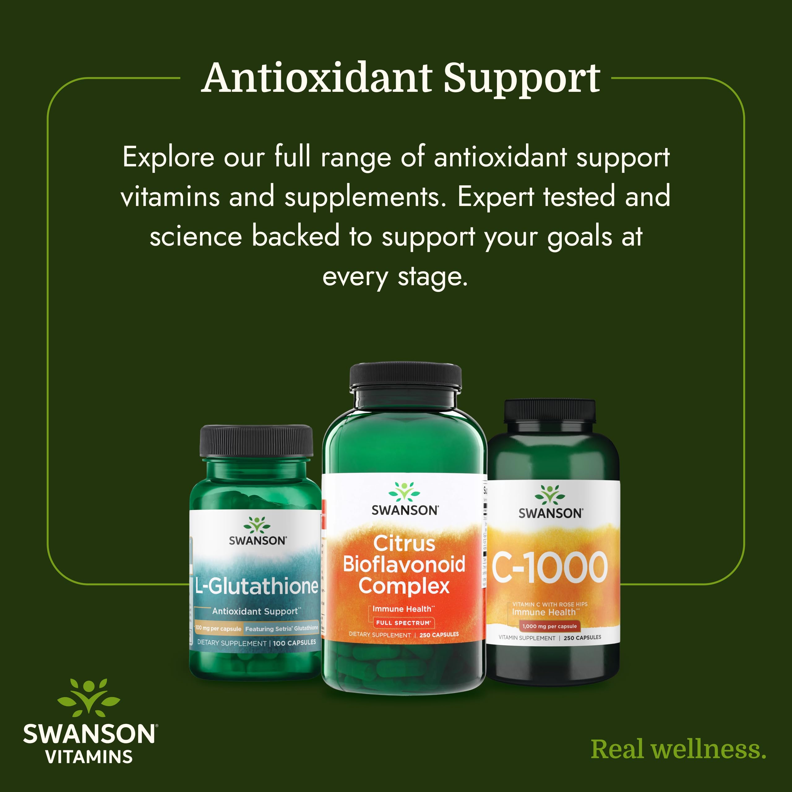Swanson ingredientes naturales cercano: cítricos, rosa mosqueta, acerola