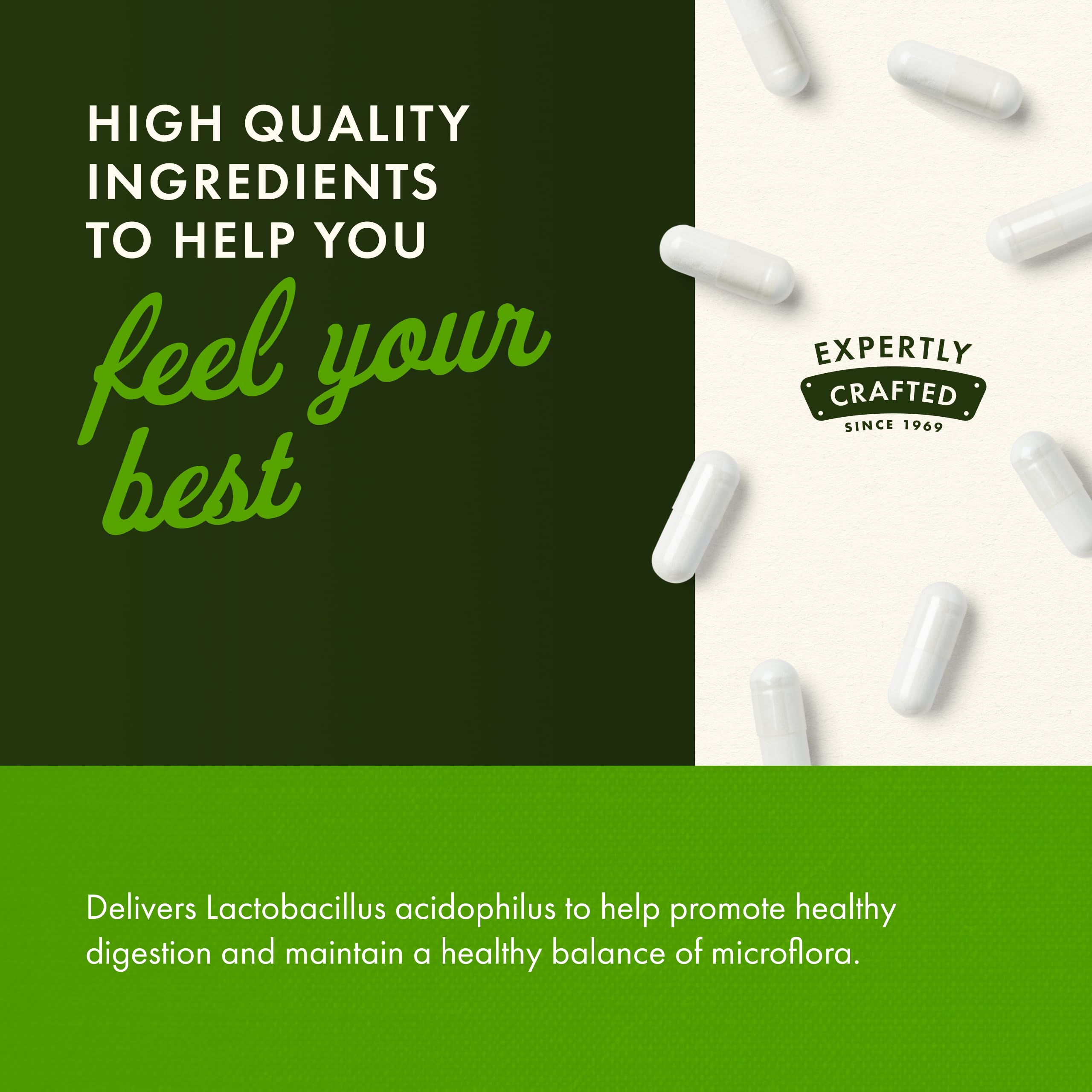 Swanson Lactobacillus Acidophilus no refrigeration symbol showcases convenience