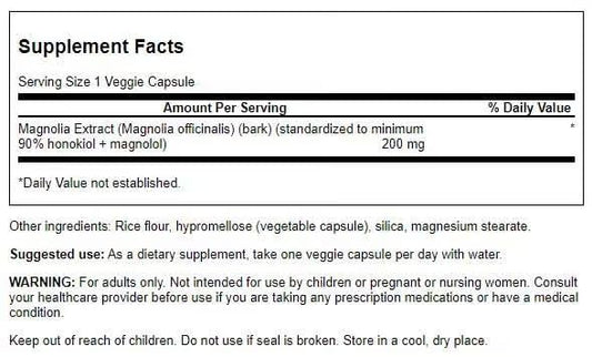 Frasco de Swanson Magnolia Corteza para bienestar diario.