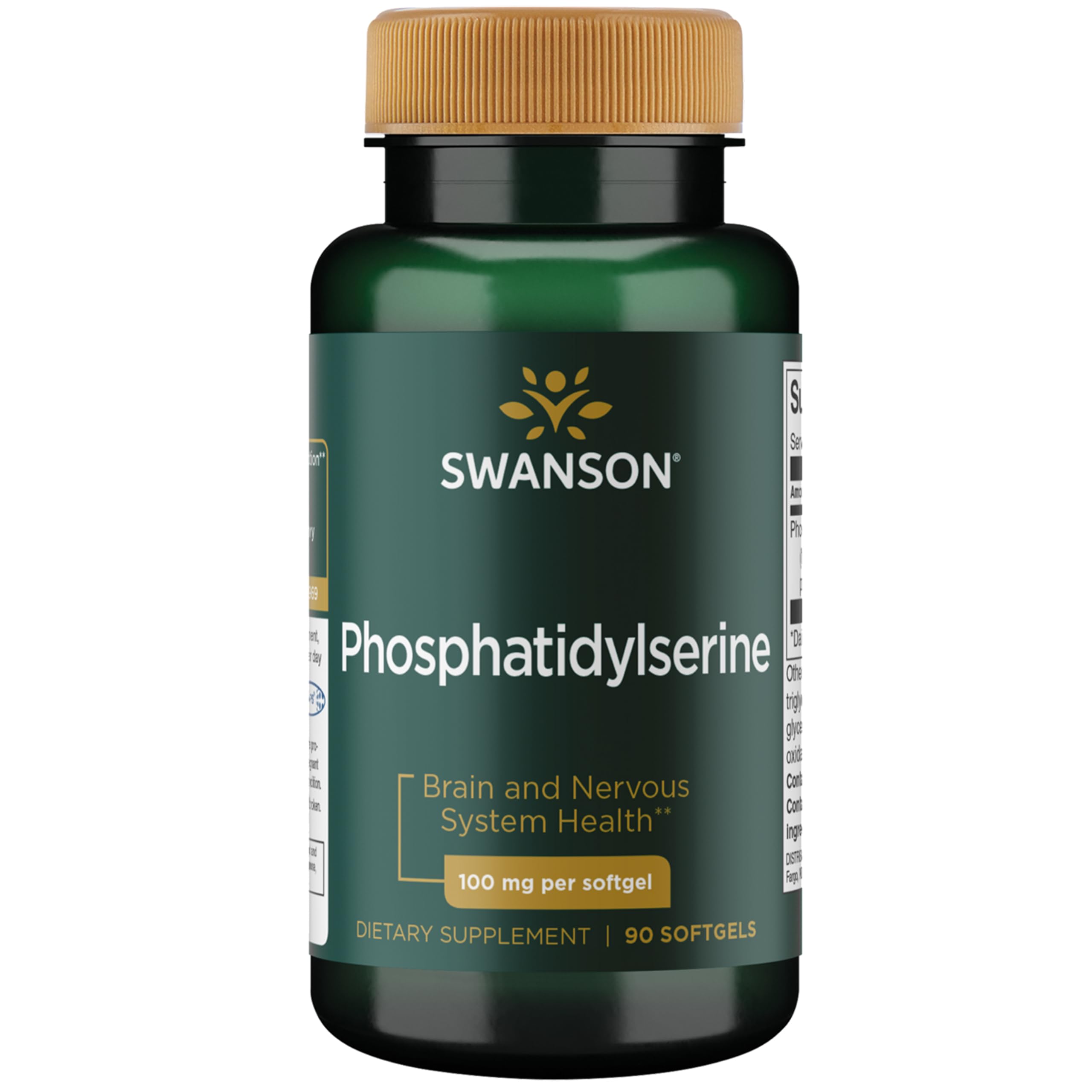 Swanson envase frontal con 90 cápsulas, claridad del producto y confianza