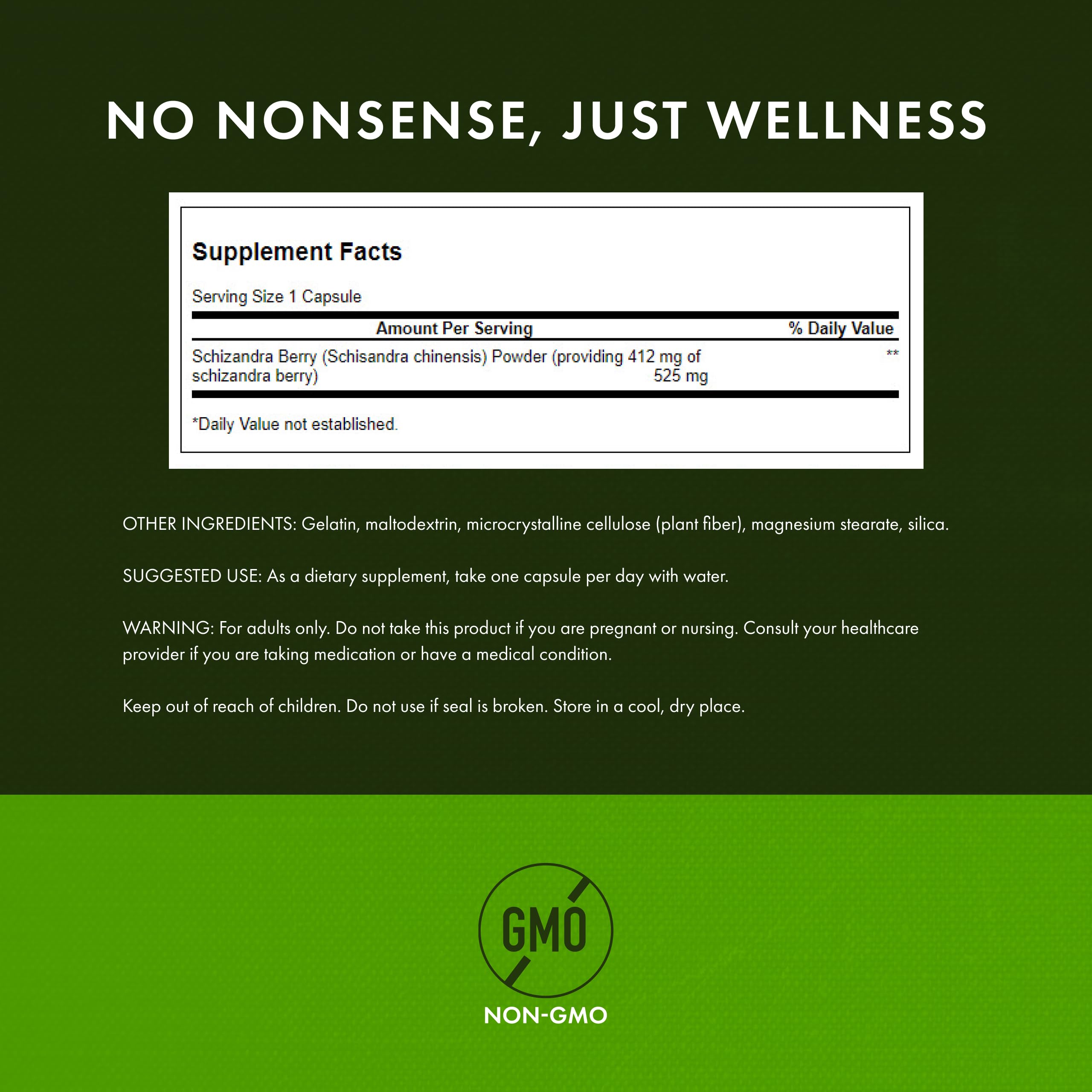 Swanson schizandra, cápsulas dentro de la caja, presentación ordenada para uso práctico.