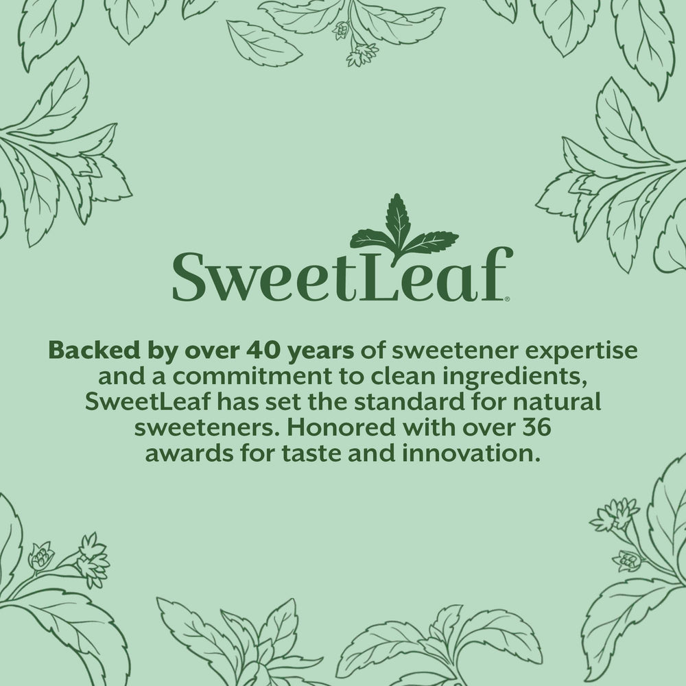 SweetLeaf 70 sobres dispersos mostrando cantidad y almacenamiento