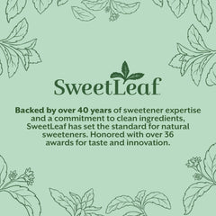 SweetLeaf 70 sobres dispersos mostrando cantidad y almacenamiento