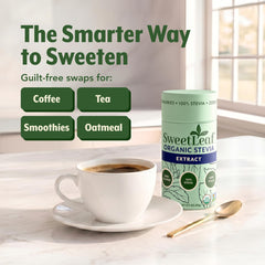 SweetLeaf junto a ingredientes de repostería, sustituto práctico del azúcar