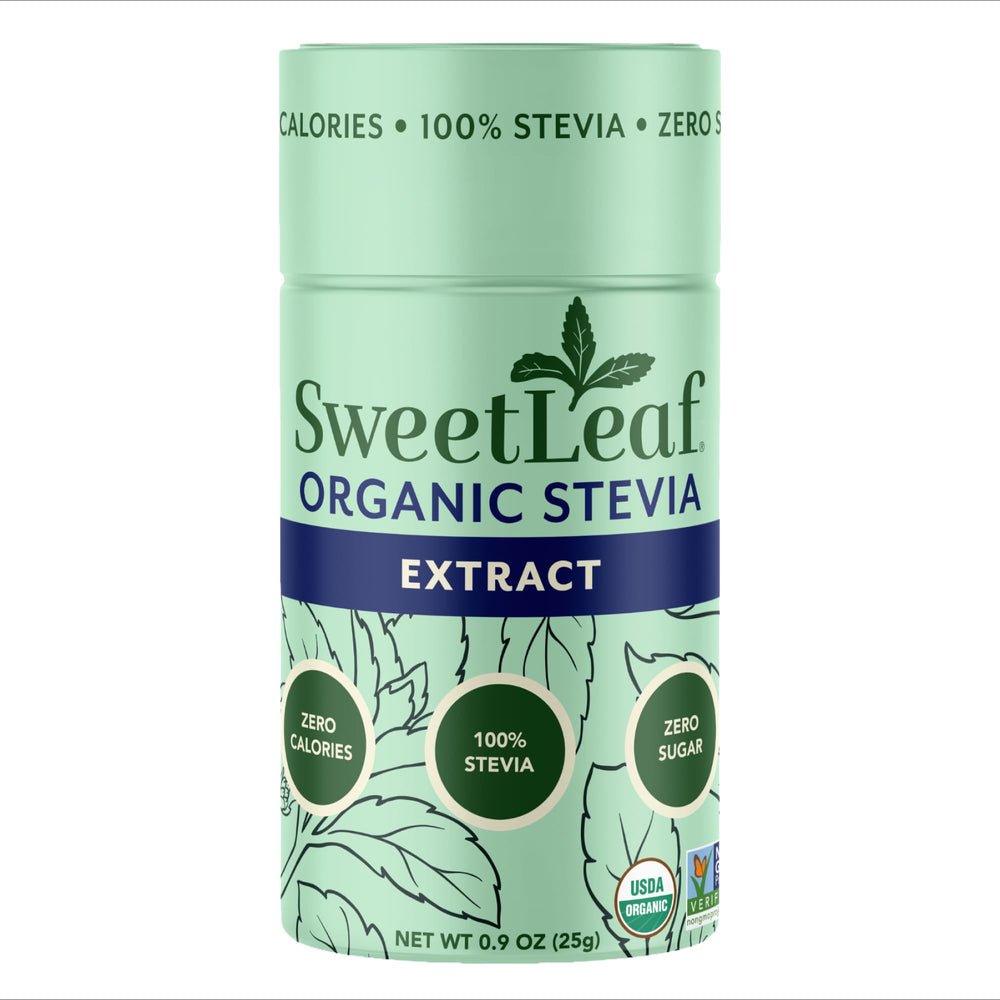 SweetLeaf frasco shaker frontal mostrando diseño y facilidad de dosificación