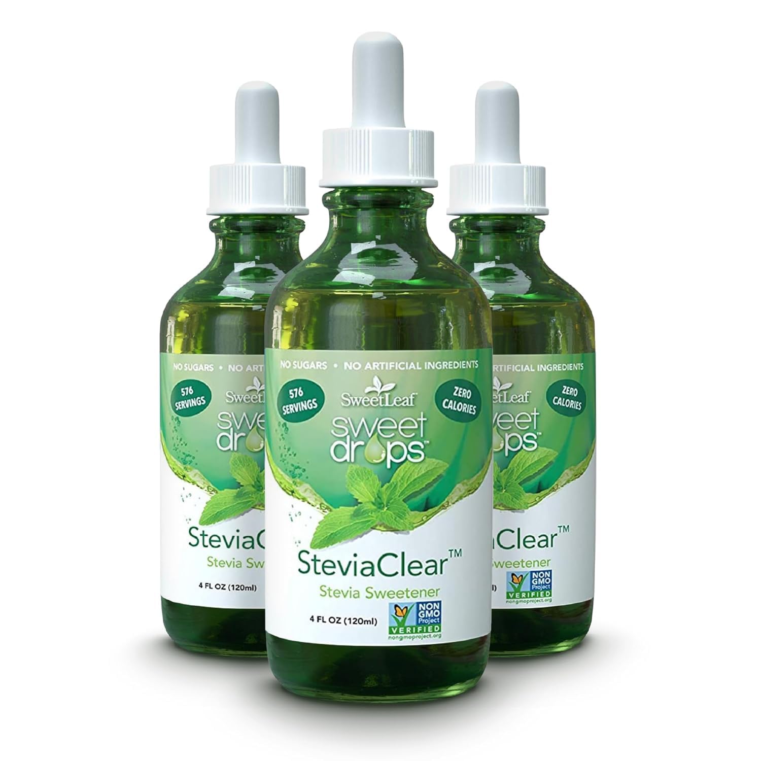 SweetLeaf vista frontal del envase, endulzante portátil y sin calorías