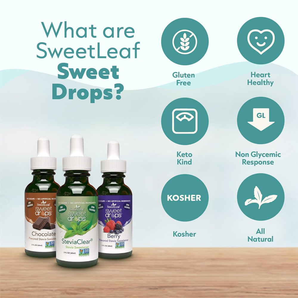SweetLeaf etiqueta nutricional mostrando cero calorías y sin azúcar