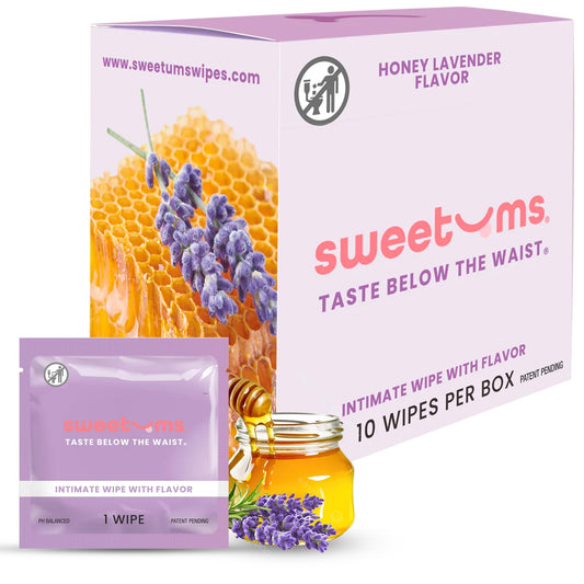 Sweetums paquete frontal Honey Lavender mostrando diseño y conveniencia