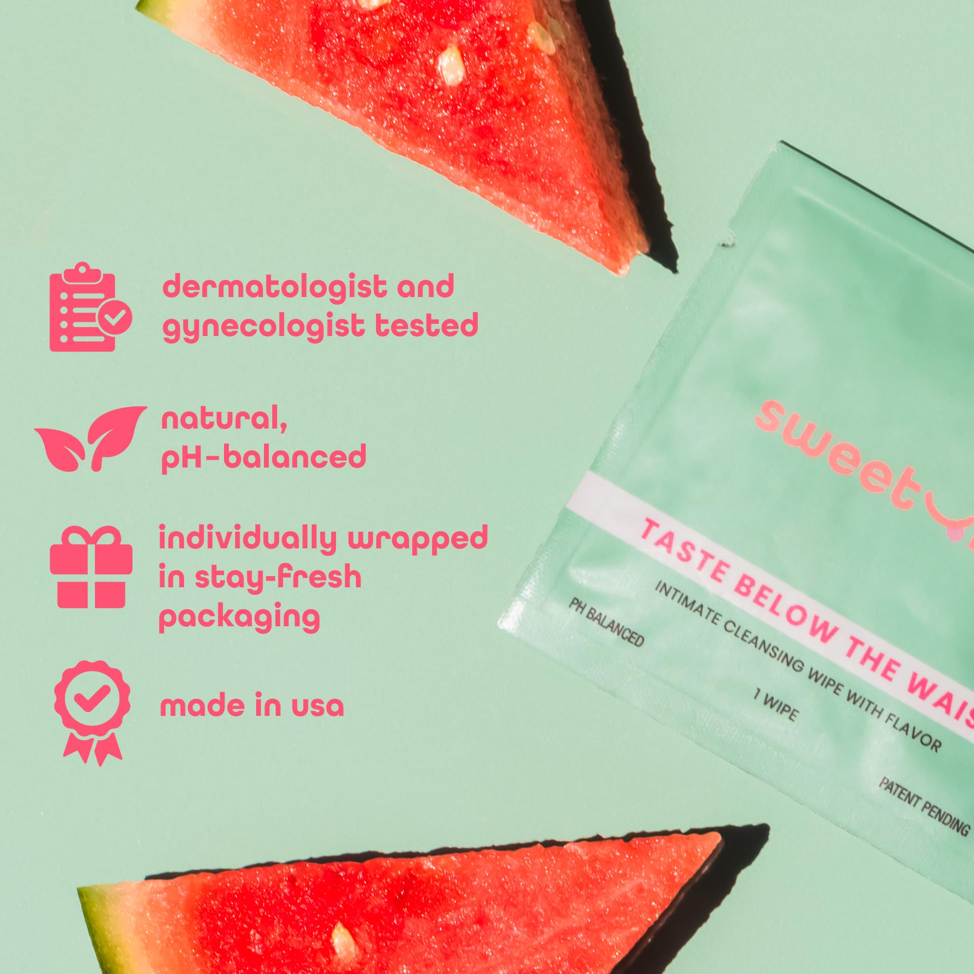 Close-up of Sweetums wipe texture for gentle cleansing