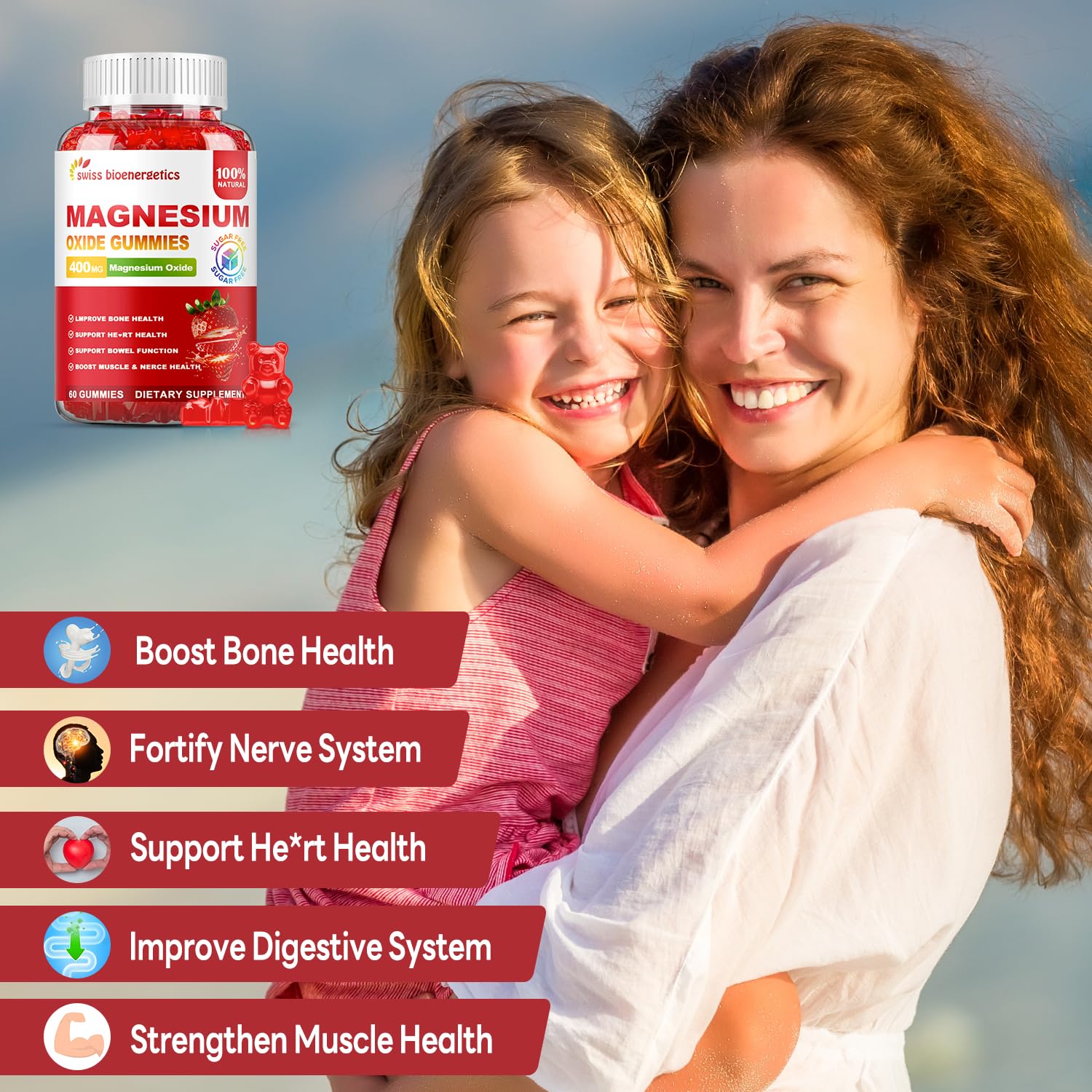 Swiss Bioenergetics gomitas en mano, tamaño cómodo para niños y adultos