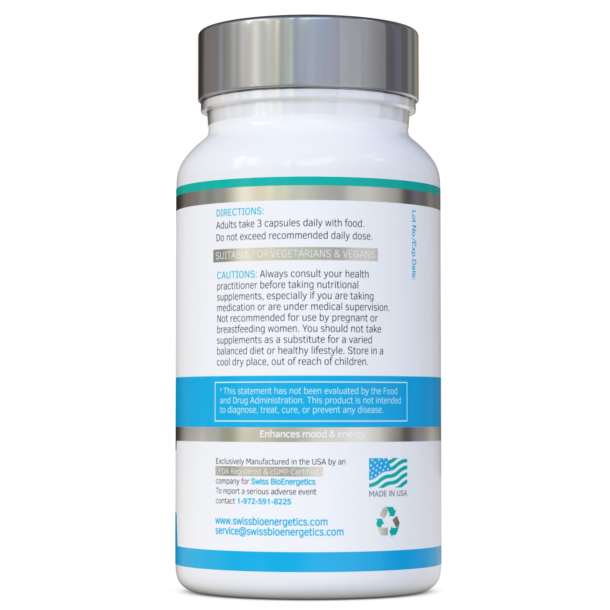 Swiss Bioenergetics producto en mesa junto a vaso de agua para uso cotidiano práctico
