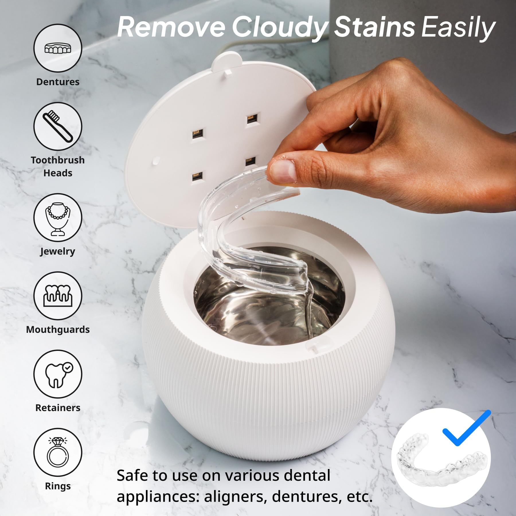 Swissklip ShinePod junto a un cepillo mostrando escala y portabilidad