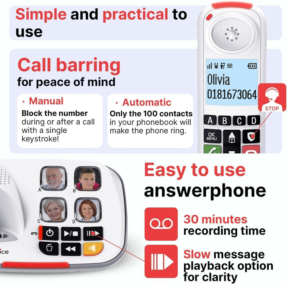 SWISSVOICE base con contestador muestra control simple de mensajes