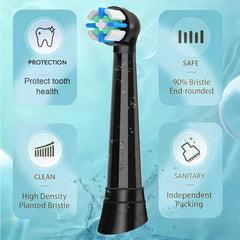 Swistarhan cabezal montado en Oral‑B iO en uso, mejora acceso interdental
