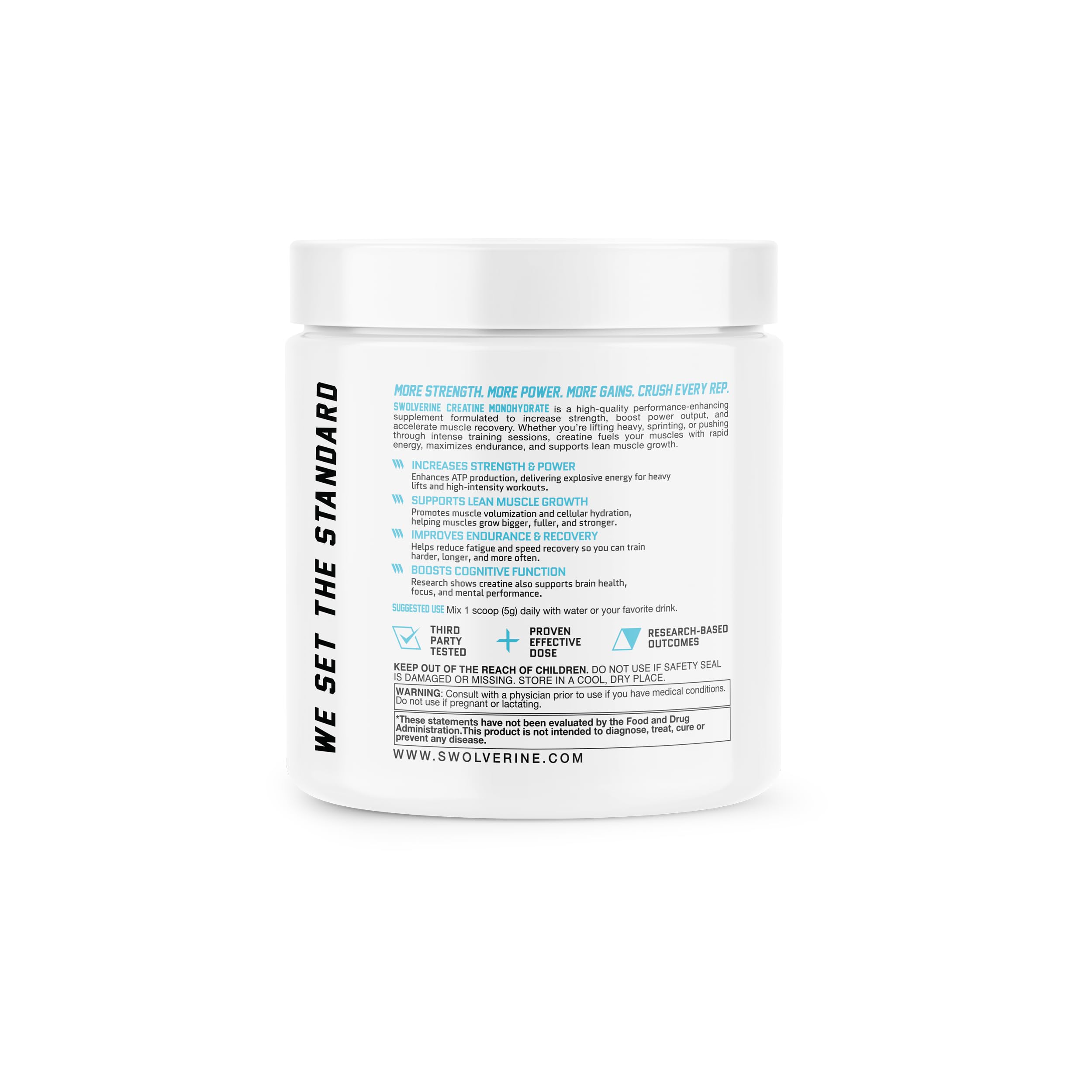 Swolverine creatine en vaso mezclado listos para entrenar con rápida absorción