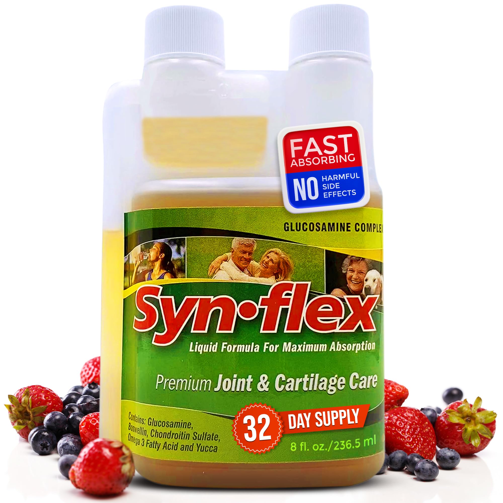 Synflex Glucosamina líquida original en botella para apoyar articulaciones.